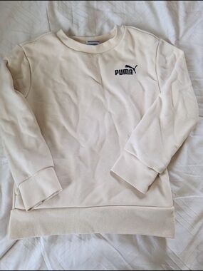 Puma Cream Crewneck Sweatshirt with Logo